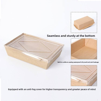 Boîte alimentaire jetable en papier kraft avec couvercle transparent pour sushis, bento, repas rapides, salades, poulet frit, emballage à emporter