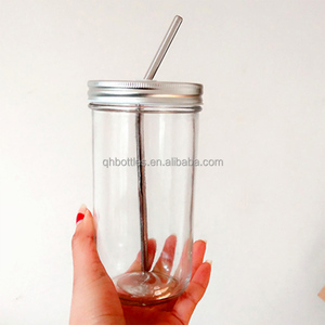 Tasse Boba Tasse Transparent 86mm Large Bouche Mason Jar g 8 Oz Bocal en Verre 66mm 86mm Couvercles en Plastique <span class=keywords><strong>Passoire</strong></span> pour Confiture de Jus de Légumes - Product Image 4