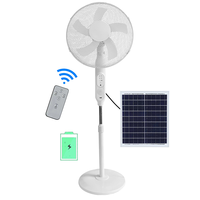 Ventilateur solaire rechargeable de 16 pouces à 3 vitesses avec télécommande et lumières, ventilateurs solaires d'extérieur multi-ajustables