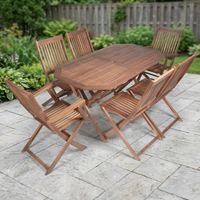Ensemble de chaises et tables de salle à manger pliantes d'extérieur en teck, en bois massif d'origine indonésienne, vente en gros