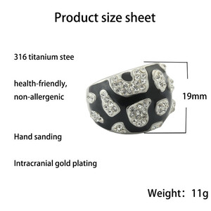 European American Style Titanium Steel <b>Ring</b> Multi Color Crystal Bezel Setting Retro Punk Unisex Jewelry 290131 - Product Image 2