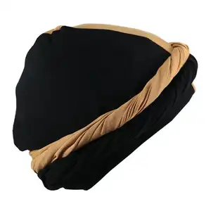 Testa di moda avvolgente traspirante Vintage Halo turbante solido testa sciarpa turbante per gli uomini Vintage torsione testa avvolge raso foderato