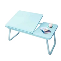 Table de lit portable pliable moderne en métal et bois pour ordinateur portable avec tiroir
