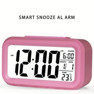 Grand écran LCD, réveil numérique, technologie de détection de faible luminosité, veilleuse douce, horloge numérique avec réveil - Product Image 4