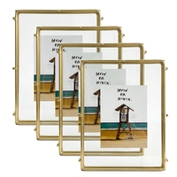 Marco de Fotos Metálico Dorado Geométrico Flotante con Moldura Decorativa para Mesa, Decoración del Hogar, Regalo, Venta al por Menor