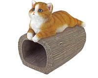 Statue de chat en résine de haute qualité, décoration de jardin, Statue à bec ouvert, couleur complète