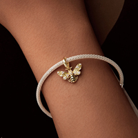 Pendentif abeille en plaqué or accessoires de bricolage niche forestière s925 perles de bracelet en argent sterling
