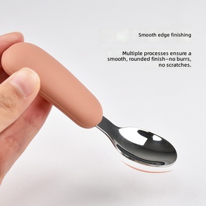 Cuillère et fourchette en silicone et acier inoxydable 316 sans BPA pour bébés et tout-petits, outil d'apprentissage de la diversification alimentaire pour l'alimentation des bébés - Product Image 3
