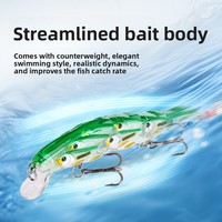 Ensemble d'appâts durs ABS Schooling Minnow pour bar et brochet, 11cm 14g, lancer longue distance, coulée lente, trois hameçons, pêche en lac/rivière, vente en gros