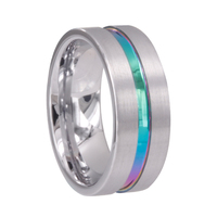 Bague d'éternité 8 mm en carbure de tungstène plaqué zinc noir avec incrustation de résine rouge de Cheng Jewelers, idéale pour un anniversaire