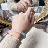 Bracelet aigue-marine naturelle, pièces, perles en pierre naturelle, madagasque rose, cristal, ornement, DIY, vente en gros