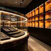 Vitrine de présentation de bijoux éclairée par LED, comptoir en verre, meuble d'exposition personnalisé pour magasin de détail