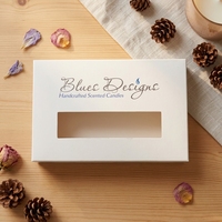 Cajas de Papel Plegables Personalizables en Tamaño/Color, Reciclables, de Cartón Marfil, con Grabado en Relieve, Lámina Dorada, Laminación Mate, con Ventanas para Velas