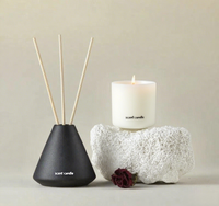 C & H Ensemble diffuseur de roseaux en céramique personnalisé de luxe Diffuseur de roseaux en argile céramique Coffret cadeau de parfum d'intérieur Bouteille diffuseur de roseaux écologique