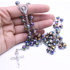 Collar de Rosario con Cruz de <span class=keywords><strong>Crucifijo</strong></span> Cristiano Católico, Cuentas de Cristal y Cristales de Estrás, <span class=keywords><strong>para</strong></span> Boda, Unisex - Product Image 5