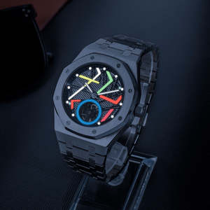 นาฬิกาข้อมือผู้ชายคุณภาพสูง ระบบจักรกล Miyota ตัวเรือนสีเงิน แสดงผลแบบอนาล็อก พร้อมปฏิทิน ระบบอัตโนมัติ สายสแตนเลส กระจกแซฟไฟร์ กันน้ำ 5BAR - Product Image 1