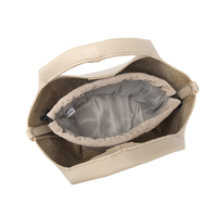 Sac fourre-tout rétro en cuir PU grainé, sac seau à poignée supérieure, sac à bandoulière réglable, logo personnalisé pour femme