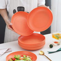 Assiettes incassables en paille de blé 9 pouces assiettes profondes légères réutilisables plats à dîner assiettes à céréales allant au micro-ondes 4 pièces