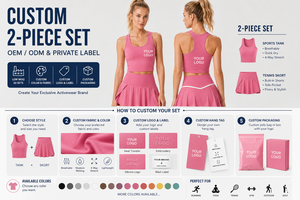 Ensemble de tennis 2 pièces pour femme avec logo personnalisé : débardeur court dos nageur et jupe-short plissée taille haute avec poche pour short - Product Image 4