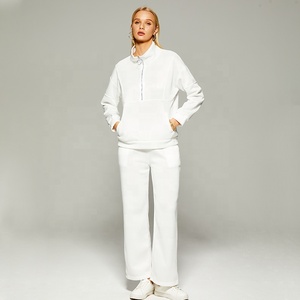 Conjunto Deportivo Casual de 2 Piezas para <span class=keywords><strong>Mujer</strong></span>, <span class=keywords><strong>Chaqueta</strong></span> con Capucha y Cuello Alto de Manga Larga para Otoño y Pantalones Deportivos Tipo Sudadera - Product Image 2