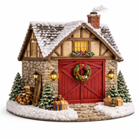 WeiVista Weihnachtsdorf-Scheunenhaus aus Kunstharz mit Beleuchtung, Festliche Farmhaus-Dekoration für Winter-Tischdekoration
