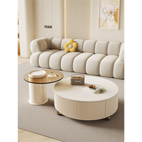 Table basse moderne en verre trempé rétractable et mobile avec rangement pour petit salon