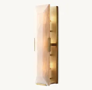 Sunwe Luxury Modern G9 LED Wall Lamp New Design Marble Decorate Lighting Lacquered Burnished Brass Harlow Calcite Sconce