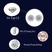 Conjunto de Joyería Brillante de Plata de Ley S925 con Collar con Colgante y Aretes con Circonita Cúbica Redonda para Mujer