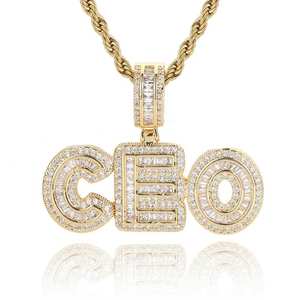 Collar con Colgante de Letra con Incrustaciones de Circonita, Estilo Hip Hop, <span class=keywords><strong>Unisex</strong></span>, Moderno - Product Image 1