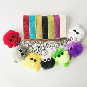 Cute Plush Small Coal Ball Pendant Keychains Cartoon Plush Doll Car Bag Key Chain for Self-defense Wrist Keychain