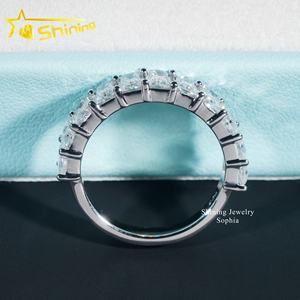 Половина бесконечности дизайн сертификат GRA изысканные ювелирные изделия Хип-хоп S925 Серебряные кольца вечность Сияющий огранки 5*7 мм кольцо с муассанитом - Product Image 5