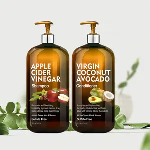 Hair Growth Apple Cider Vinegar Shampoo & Conditioner Set With Coconut Avocado Oil For Anti Dandruff Frizz Itch Hair Loss Repair