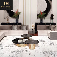 Mesas de salón de diseño italiano, mesita de centro redonda, negra, natural, juego de mesa de centro de lujo moderno, 3 uds.