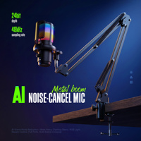 Microphone USB de streaming SU5 AI pliable en métal avec bras articulé long pour bureau