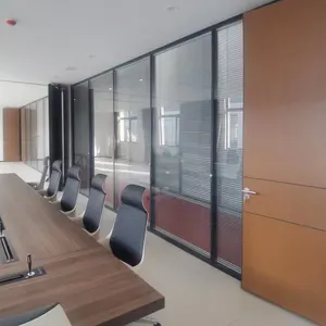 铝框装饰室内办公室弯曲活动分隔墙玻璃办公室分隔墙设计墙