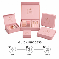 Palette de maquillage et ensemble de pinceaux dans une boîte rigide magnétique avec insert parfumé en papier gaufré pour une présentation élégante
