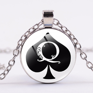 Collier classique <span class=keywords><strong>de</strong></span> Poker pour hommes et femmes, <span class=keywords><strong>de</strong></span> haute qualité, aiguilles Q Queen, bijoux personnalité - Product Image 4