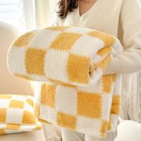 Couverture en flanelle à motif damier imprimé 100% polyester Orvetex OEM, tissage uni, pour une utilisation domestique en toutes saisons