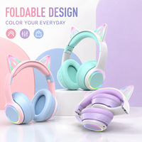 Casque circum-auriculaire M8 Cat Ear pour 5.3 avec éclairage RGB, son Hi-Fi, TF/AUX, longue autonomie, contrôle tactile pour femmes, gaming, DJ, IPX3