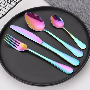 2024 Luxury Family 24Pcs Disposable Flatware Set Wholesale Stainless Steel Cutlery For Kitchen Events Sustainable Metal Design