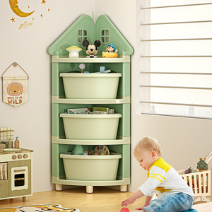 Estante de almacenamiento de esquina de plástico de 4 capas para niños con cajón, baño, juguete para el hogar, armario de soporte para artículos diversos - Product Image 3