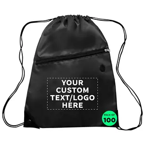 Benutzer definierte Polyester Kordel zug Rucksack mit Tasche wasserdicht Bulk Pack Bulk Cinch String Bag Gym Sack