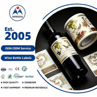 Etiquetas Adhesivas Personalizadas para Botellas de Vino, con Estampado Dorado en Relieve, Holográficas, Duraderas e Impermeables
