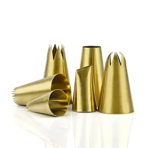 Stainless Steel Icing Nozzle Tip Set For Cake Decorating Nozzle Tools Gold Piping Tip Nozzles