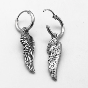 yunnique Angel <b>Wing</b> Drop <b>Earrings</b> Titanium Steel Tibetan Silver Unisex Jewelry Gift - Product Image 3
