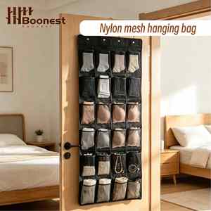 Organisateur suspendu à 24 poches en maille pour porte, sac de rangement mural respirant pour chaussettes et sous-vêtements, organisateur de porte de placard - Product Image 1