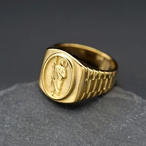 <span class=keywords><strong>Personalizado</strong></span> 2024 sin deslustre joyería impermeable moda fina Hip Hop 316 Acero inoxidable St. Jude chapado en oro anillos de Jesús para hombres - Product Image 3