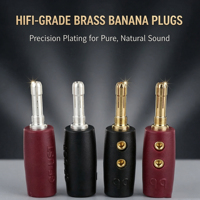 Connecteurs banane sans soudure de qualité audiophile YIVO pour câbles de haut-parleurs et d'amplificateurs, en laiton avec placage or ou argent véritable.