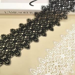 3d פרח רקום תחרה רקומים פוליאסטר לבן שחור גבול תחרה חיתוך עבור שמלה - Product Image 6