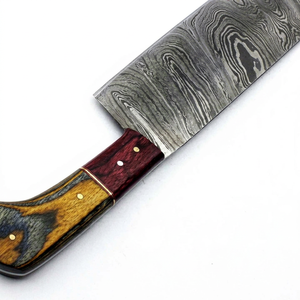 Cuchillo de Cocina Artesanal de Acero de Damasco con Mango de Madera de Olivo Carmesí para Rebanar - Product Image 1
